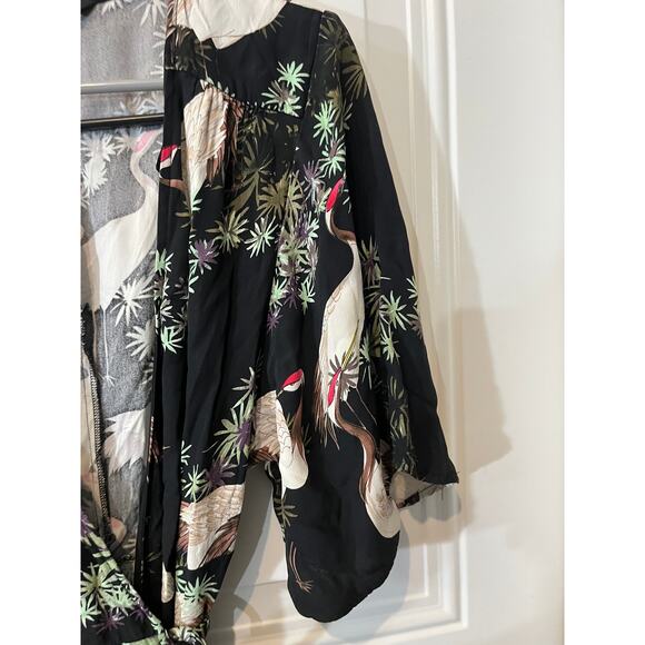 ZARA‎ Woman Women's Kimono Wrap Black Crane Hi Low Dress Blogger Favorite Medium - Picture 6 of 14